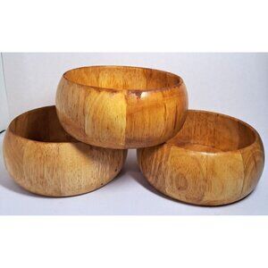 Julie Pomerantz Set of 3 Wooden Bowls 6"x 6"x 2.25" FLAW